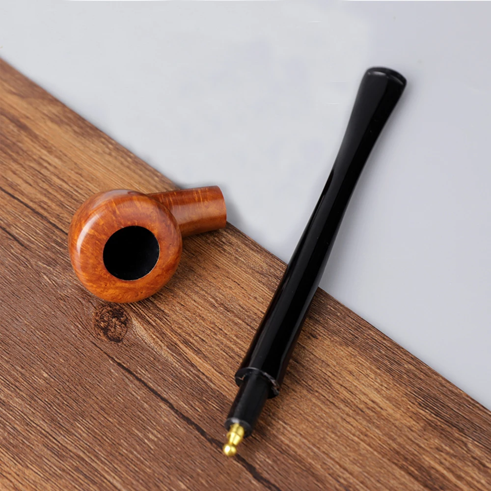 briar tobacco pipe, straight handle polo pipe, 3mm pipe channel, acrylic straight handle, briar wood pipe bowl, Father Day gift