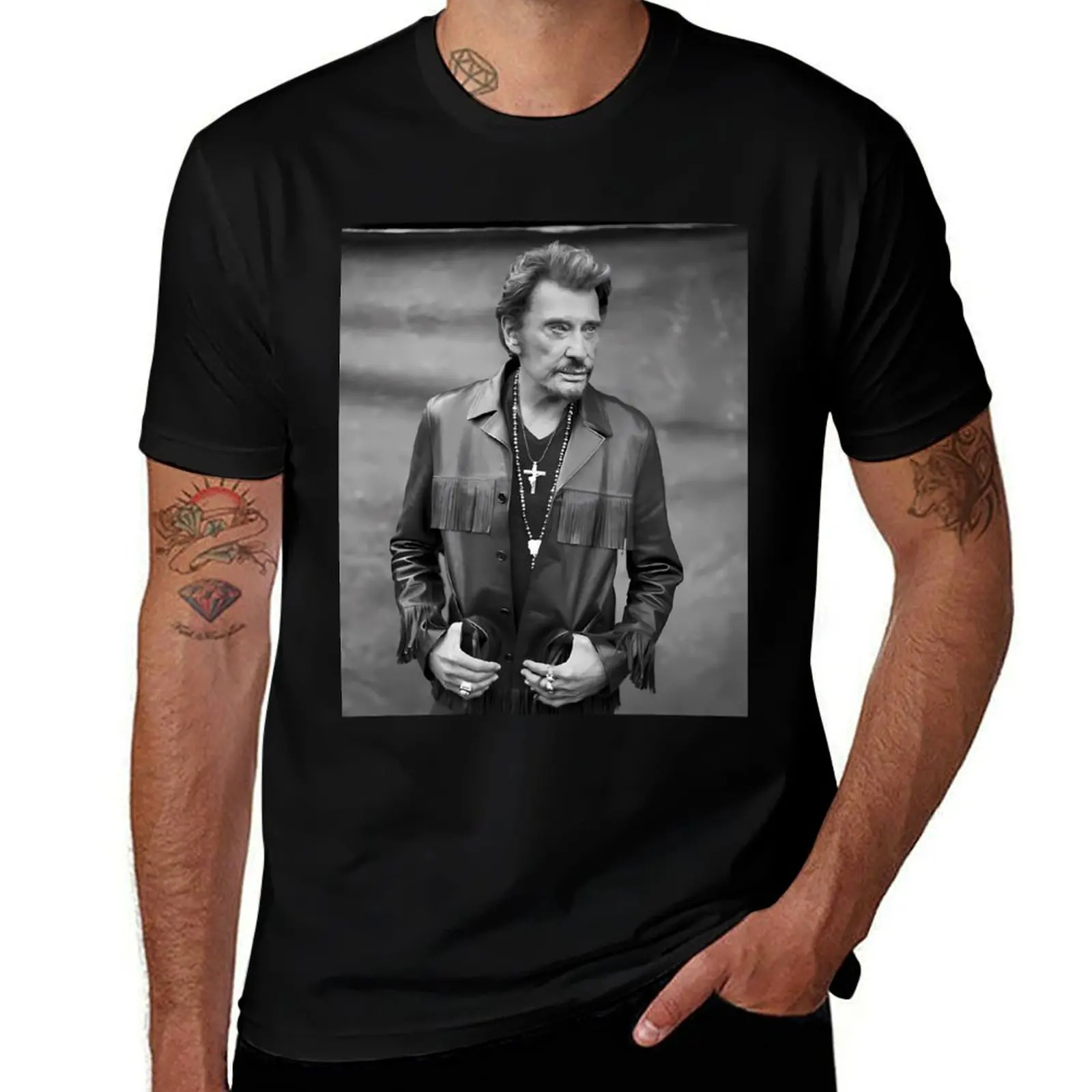 Johnny Hallyday Art T-Shirt Breathable Lightweight Summer Top T-Shirt