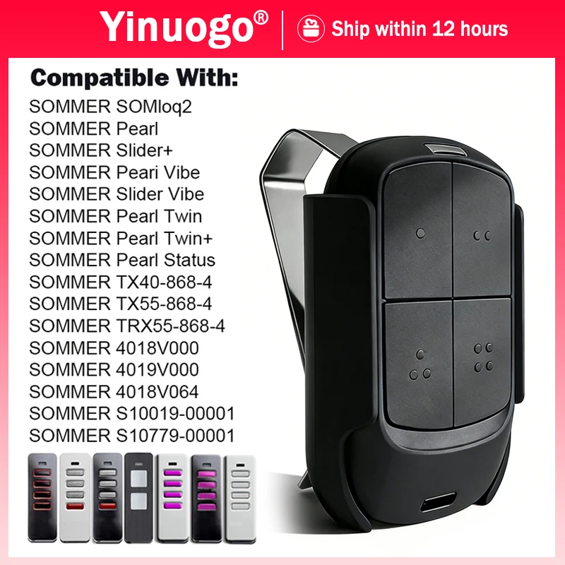 

For SOMMER Pearl Slider Vibe Twin Status 4018V000 4019V000 4018 4019 TX55-868-4 TRX55-868-4 868MHz Garage / Gate Remote Control