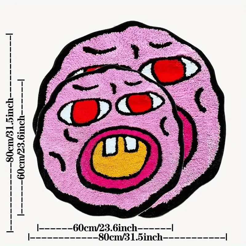 VIKAMA 1 قطعة سجادة أرضية بلون الكرز بومب تصميم وجه مصنوع يدويًا، سجادة داخلية ناعمة ولطيفة لأريكة غرفة النوم، ديكور منزلي مرح