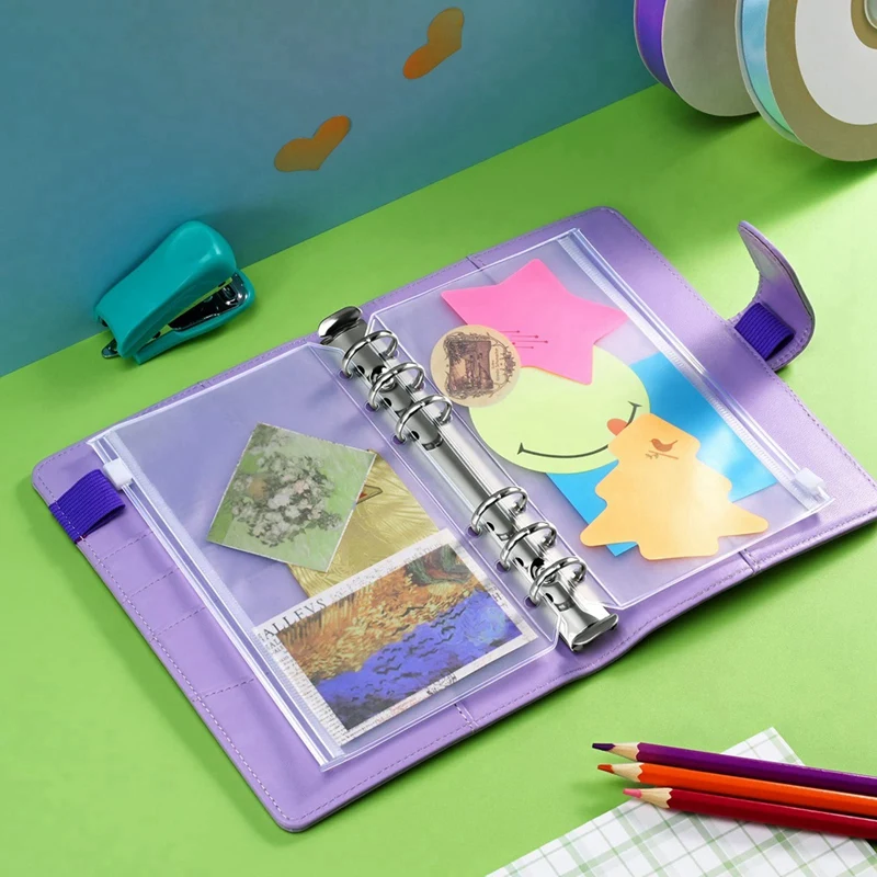 حقيبة ربط مع مجلدات بسحاب ، رابط 6 حلقات ، مغلفات ميزانية نقدية من كلوريد البولي فينيل ، حقيبة بسحاب ، 50 أو