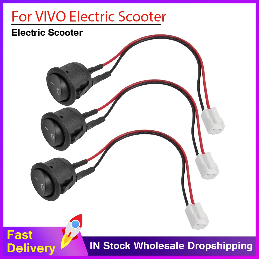 12V ON Off Mini Toggle Switch for VIVO Electric Scooter 20MM with Wire Charger Port Round Rocker Switch Controller Switch Parts