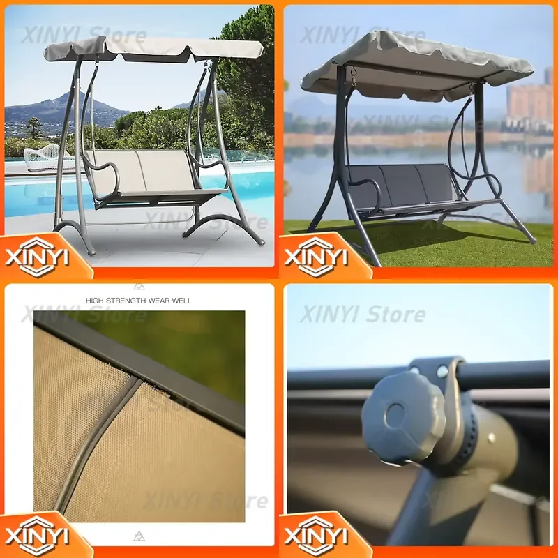 Double Hanging Swing Chair for 2 Seats with Metal Frame Patio Canopy Texlene Garden Beach Pergola Outdoor Hammock Swing Seat
