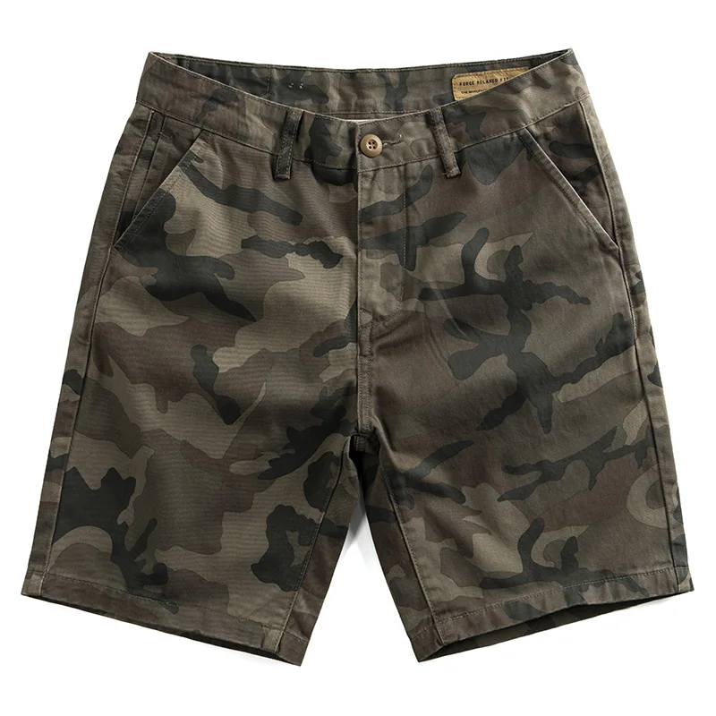 Summer camouflage shorts for men American casual floral slim fit capris trendy loose fitting workwear half pants 100% cotton