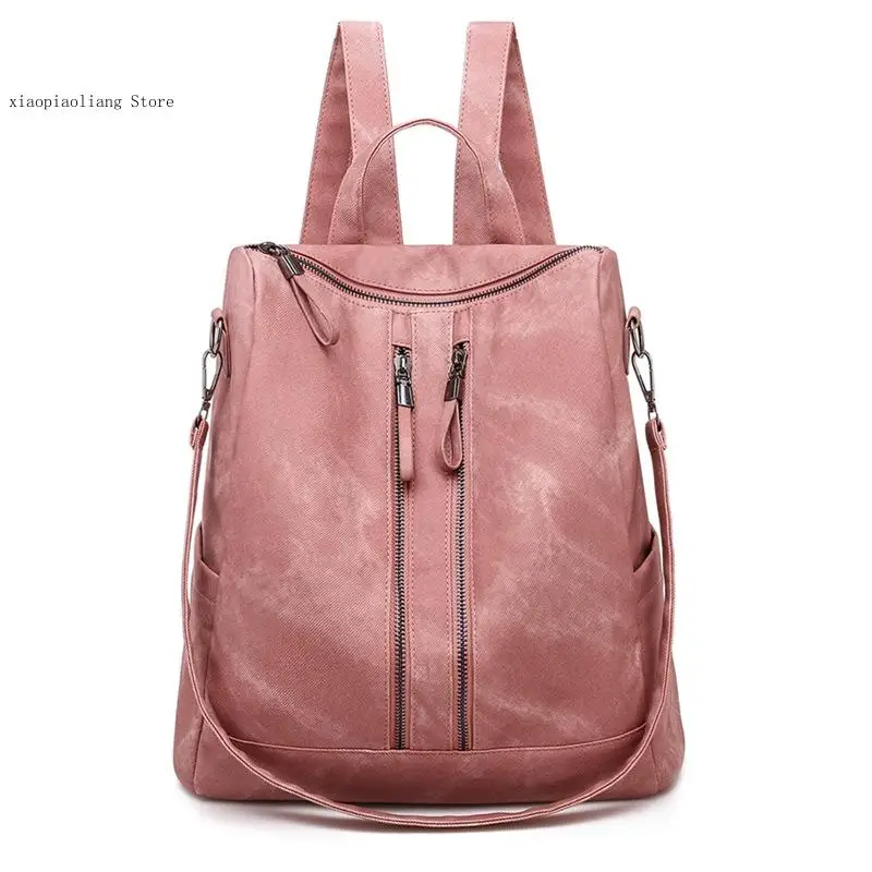 Pu Leather Casual Travel Commuting Pure Color Large Capacity Multi Zip Compartment Single Shoulder Handbag Bag Woman