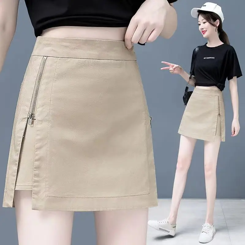 High-waisted Shorts for Women Loose Outer Culottes Fake Two-piece Spring and Summer New Slim and Stylish Culottes for Women