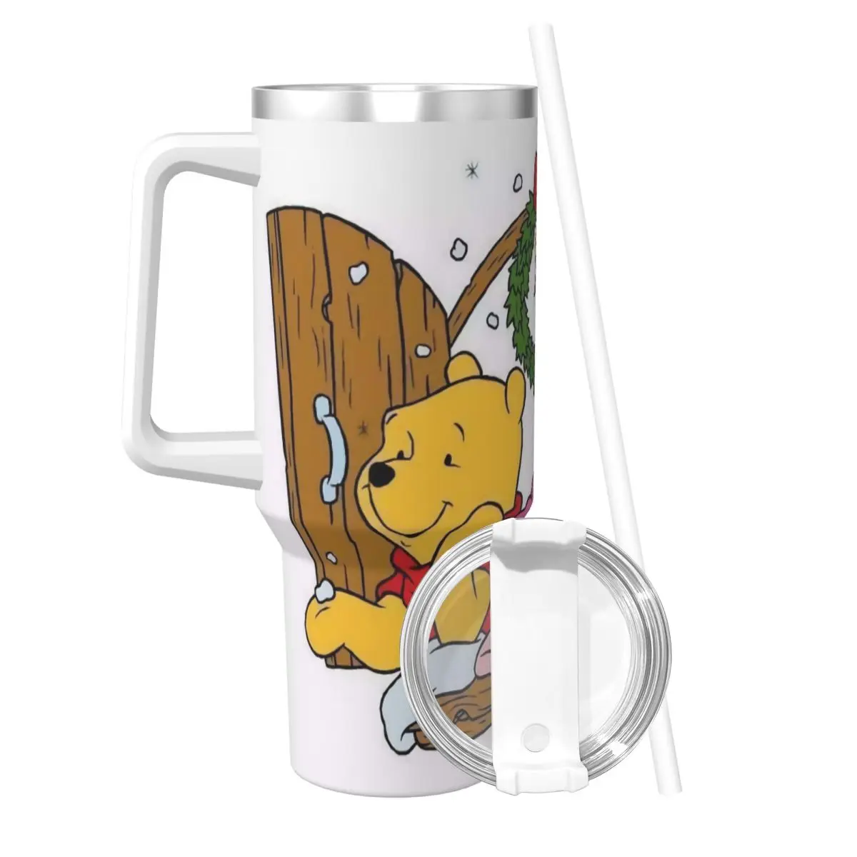 Stainless Steel Tumbler Winnie The Pooh Christmas Thermal Mug Keep Heat Cold Drink Mugs Cup Beach Printed Water Bottle