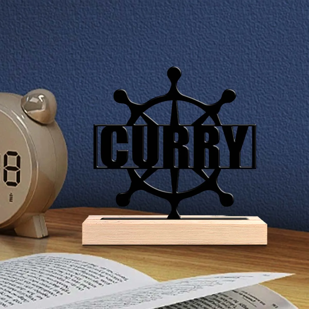 1pc Unique Personalized Metal Statue Ornaments Custom Content Equipped with A Wooden Base Home or Office Decorations