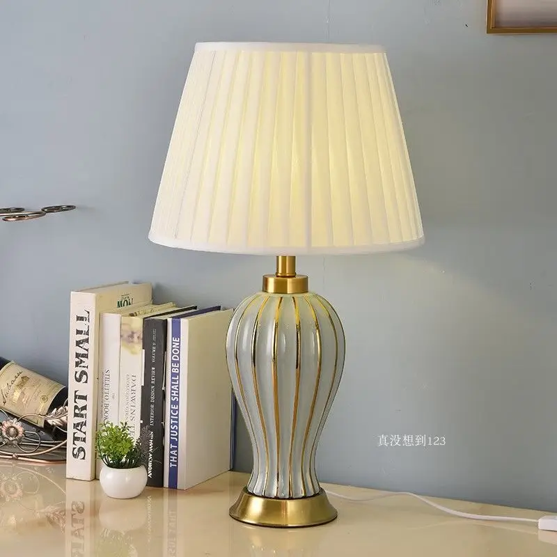 2021 جديد مصباح طاولة سيراميك مطلي بالذهب أباجورة حديثة بسيطة مصباح غرفة المعيشة غرفة نوم طاولة ديكور l #2