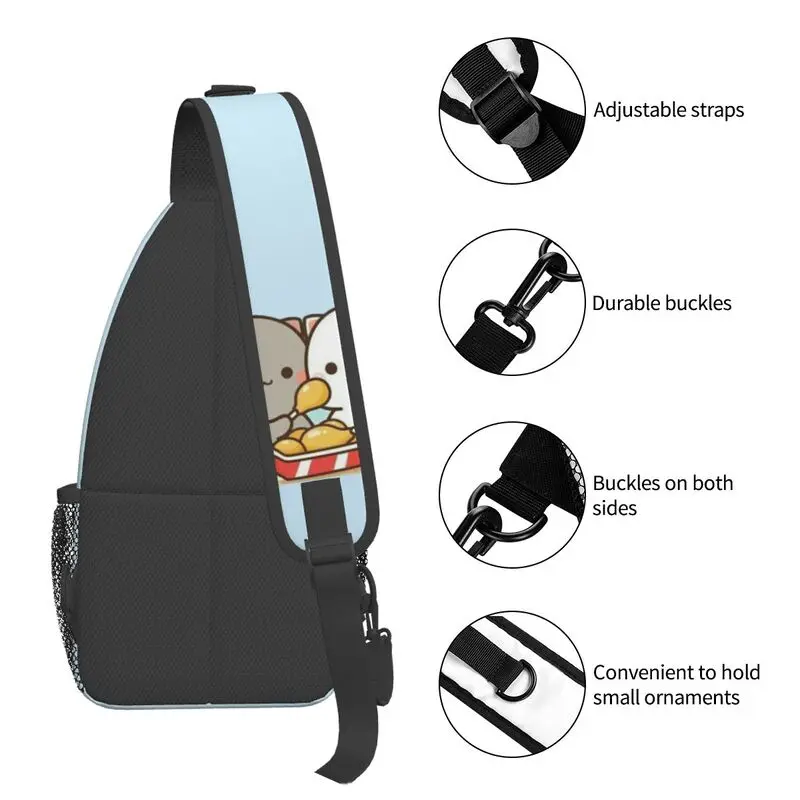 Cool Peach And Goma Mochi Cat Crossbody Sling mochila para hombres, bolso de hombro para el pecho para viajar