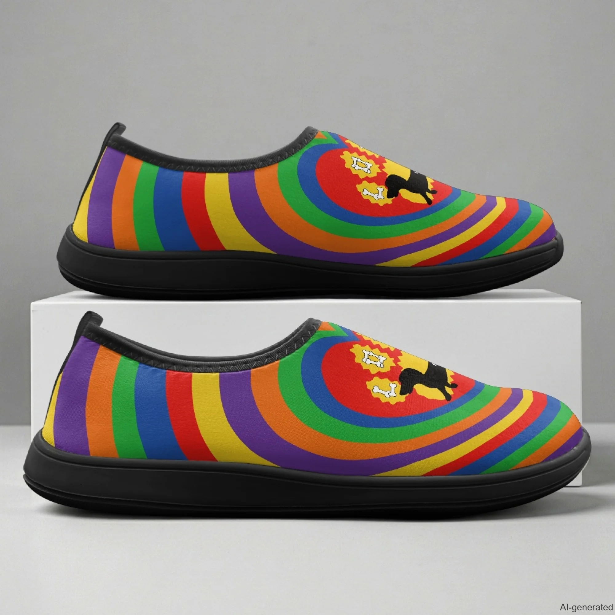 XIXIRIMIDO Slip-on Wide-toed Shoes Dog Heart Print Zapatos De Mujer Men's Sneakers and Casual Shoes Slippers Nurse Shoes 36-46