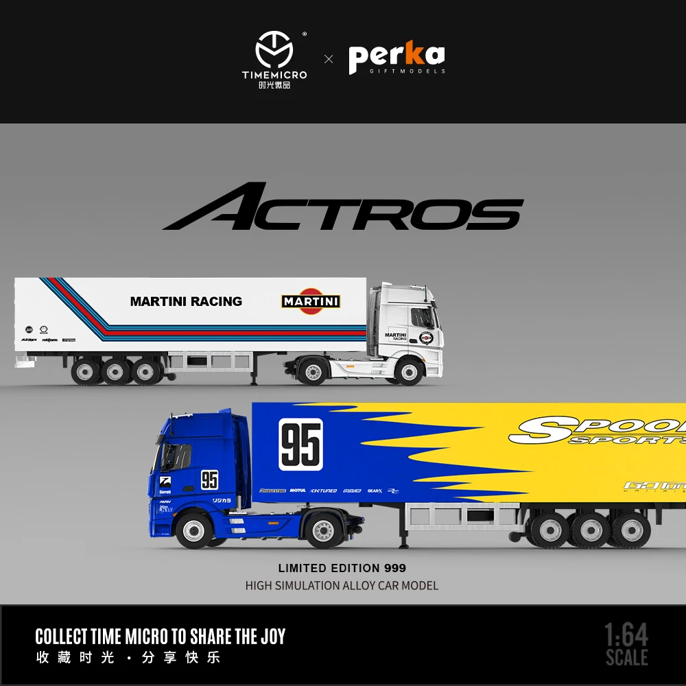 

TimeMicro1:64 Actros Контейнерный грузовик-SPOON Martini Моделирование из сплава Коллекция моделей автомобилей Подарок
