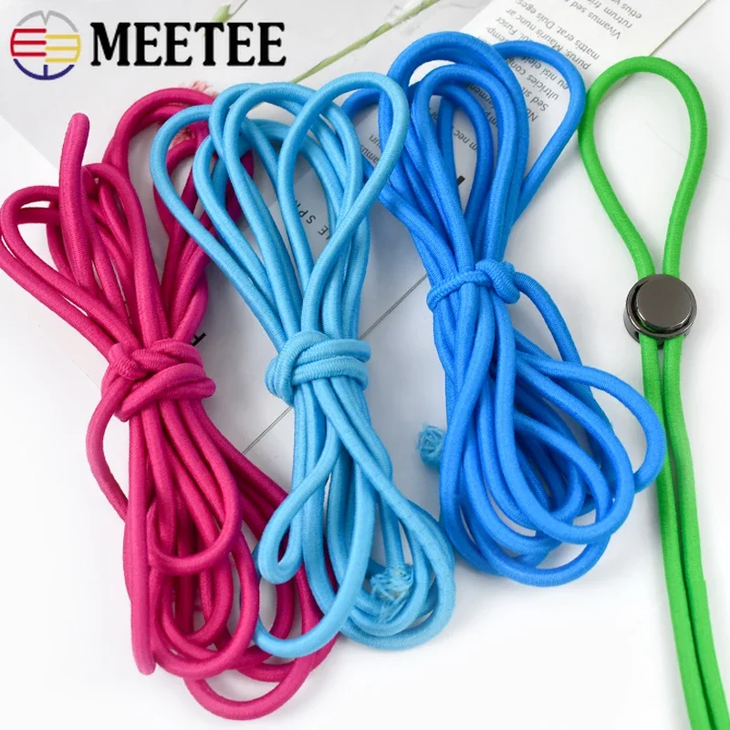 Meetee – corde colorée à haute élasticité, 2/5/10 mètres, 5mm, cordon élastique rond extensible, bande en caoutchouc, couvre-chef, ceinture, accessoire de couture pour vêtements