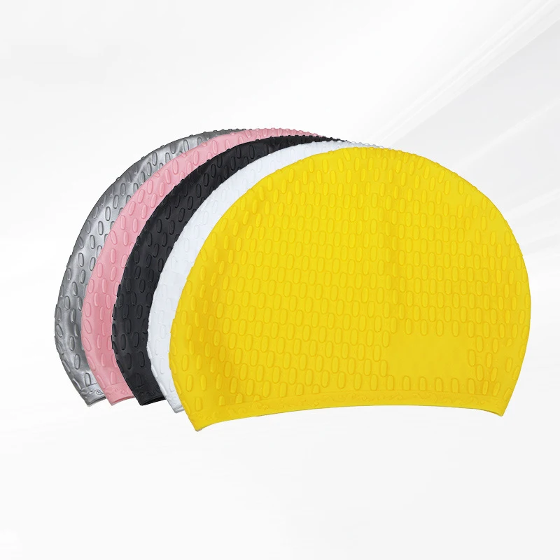 

New Adult Silicone Teardrop Swim Cap Trendy Large Men And Women Universal Ear Protection Long Hair Swimming Cap