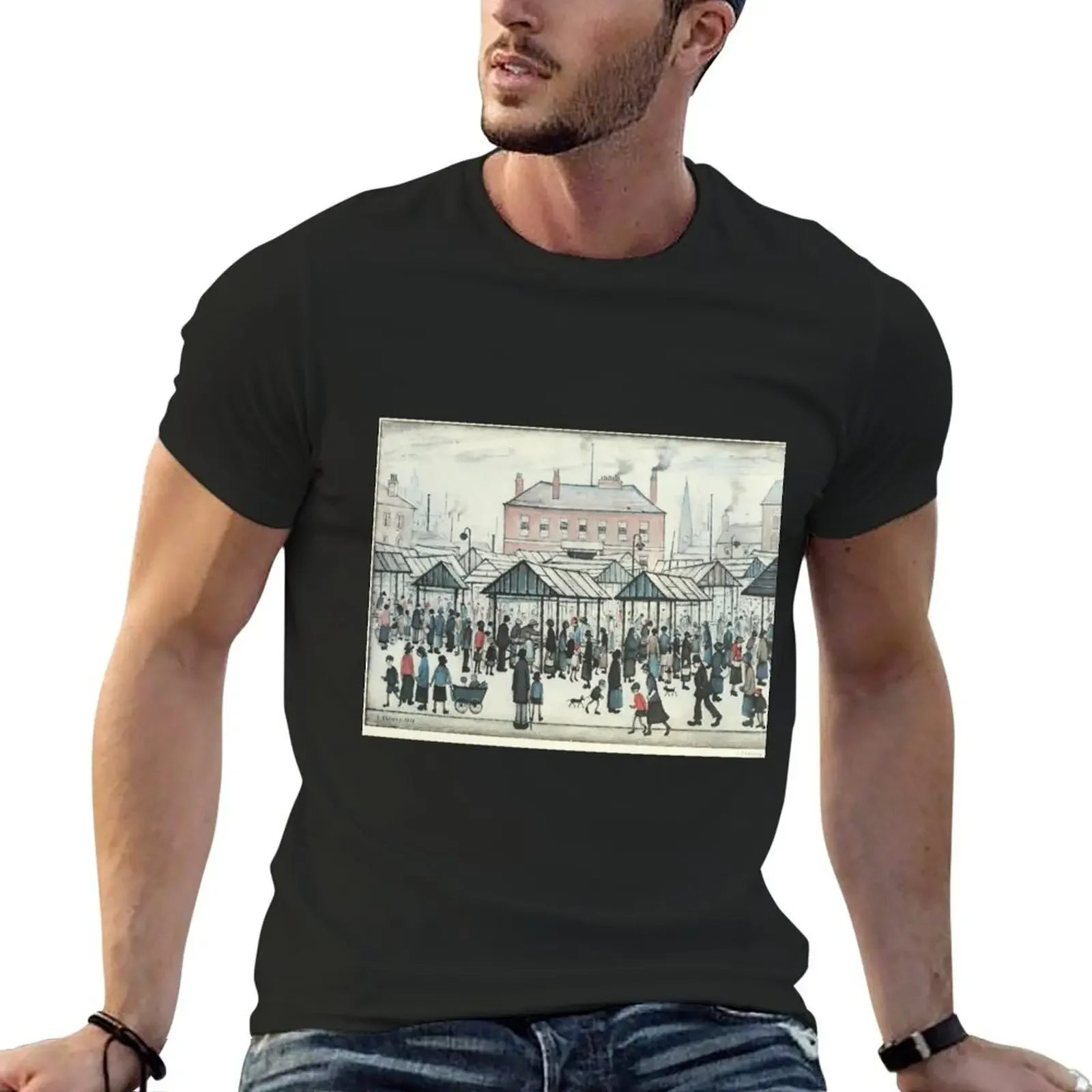 Market Scene, Northern Town, 1939 by L S Lowry T-Shirt customs graphics graphic t shirts man t shirt slim fit t shirts for men