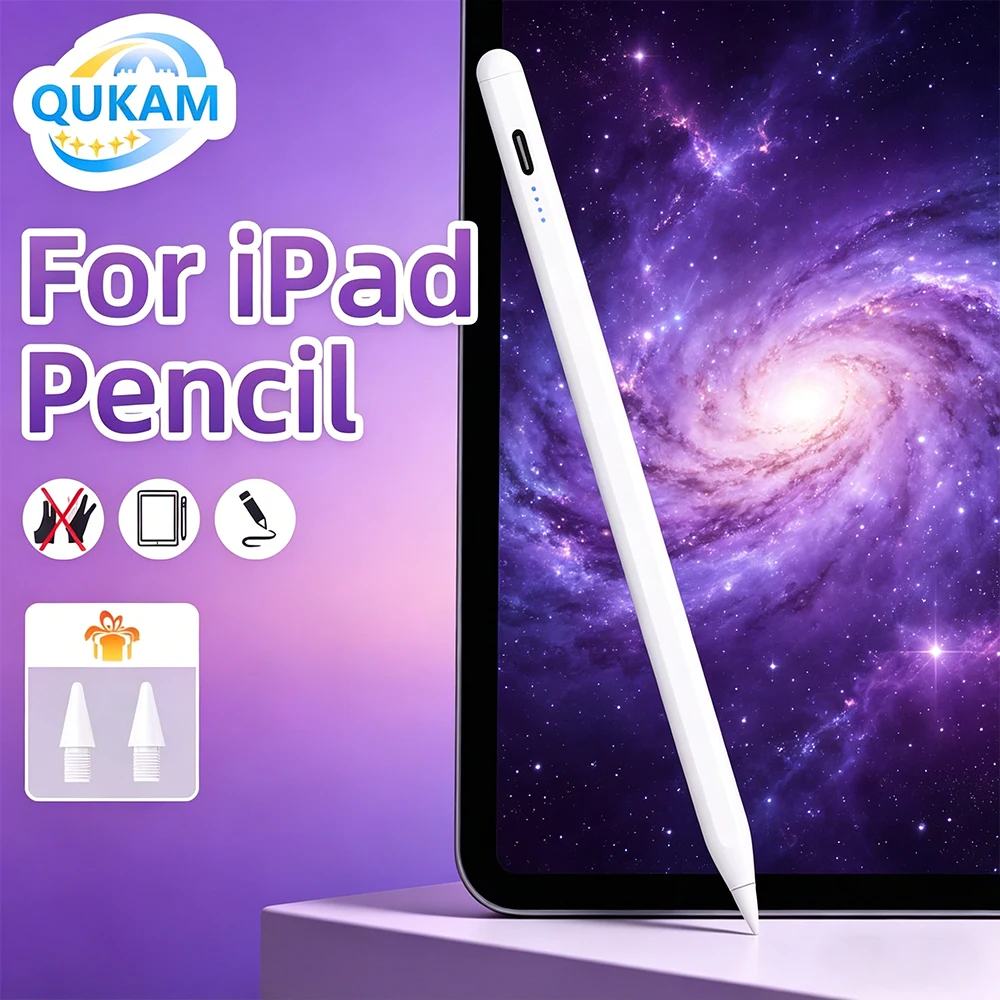 QUKAM Stylus Pen For Apple Pencil Palm Rejection for iPad 10th Gen 11 A16 2025 Air 6 M2 Air 5 4 Pro 11 12.9 Mini 6 iPad Pencil