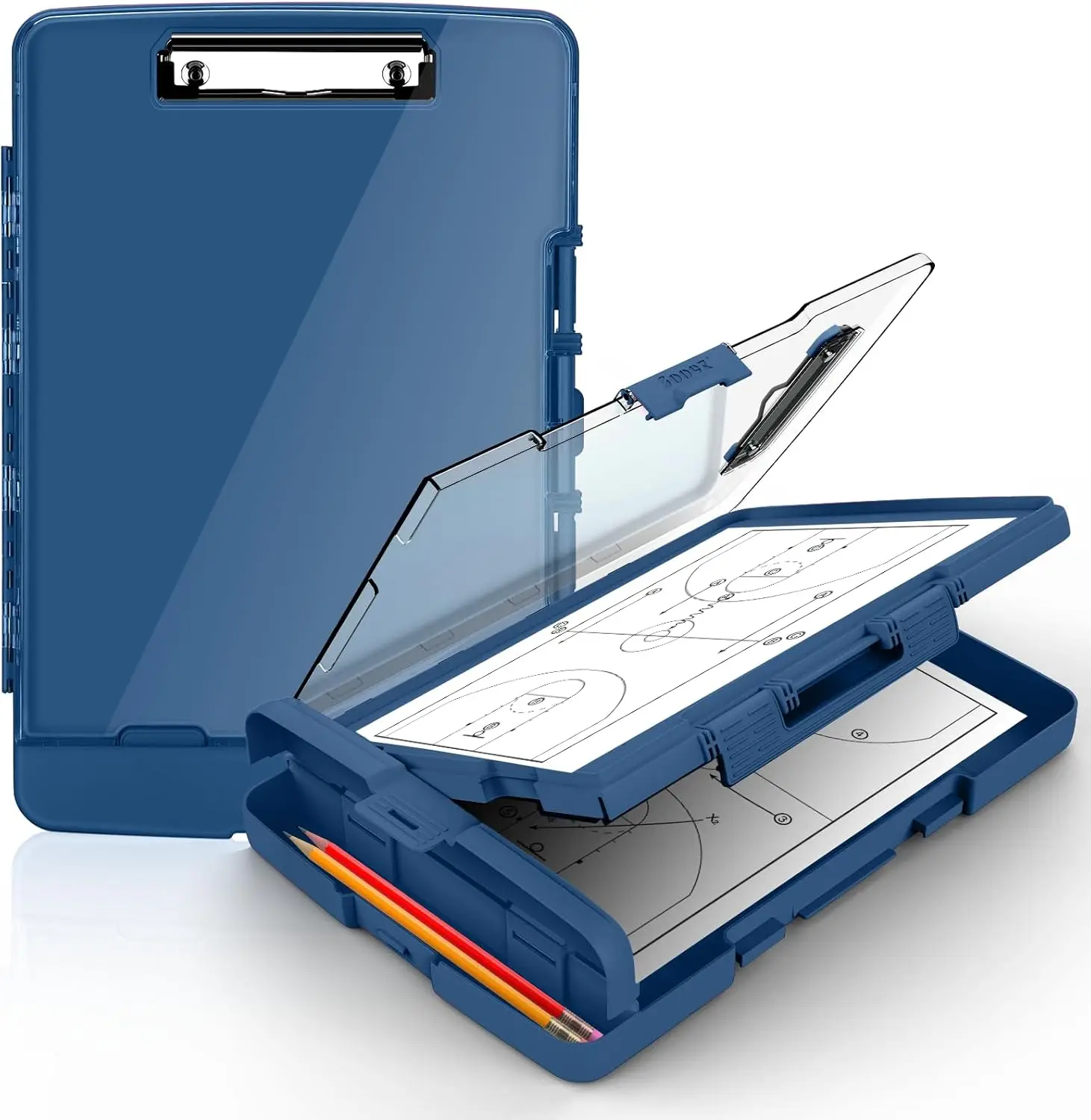 

Heavy Duty Clipboard with 2 Storage & Pen Holder, 8.5x11 Dual Layer Clearview Dry Erase Clipboard, High Capacity for School &