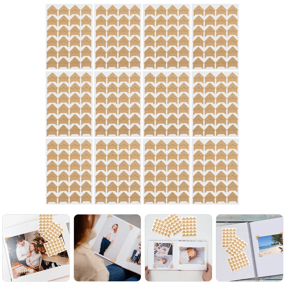 

12 Sheets Picture Corners for Scrapbooking Reusable Photo Corner Protectors Easy Apply for DIY Photo Books and Albums