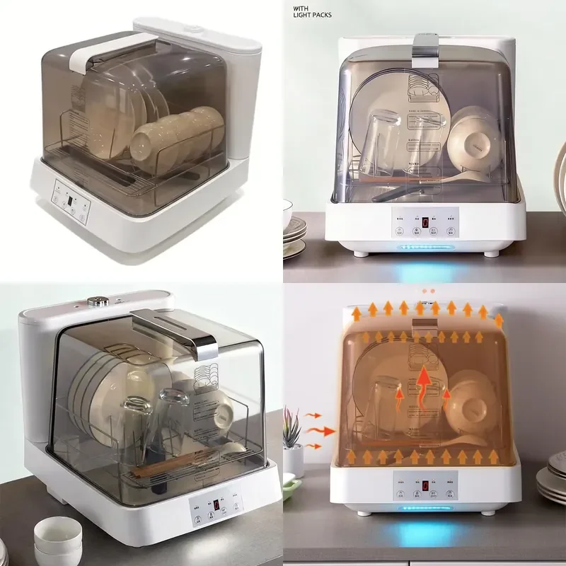 Portable Mini Dishwasher Transparent Countertop Smart Automatic High Temp Sterilization Compact Home Kitchen Appliance