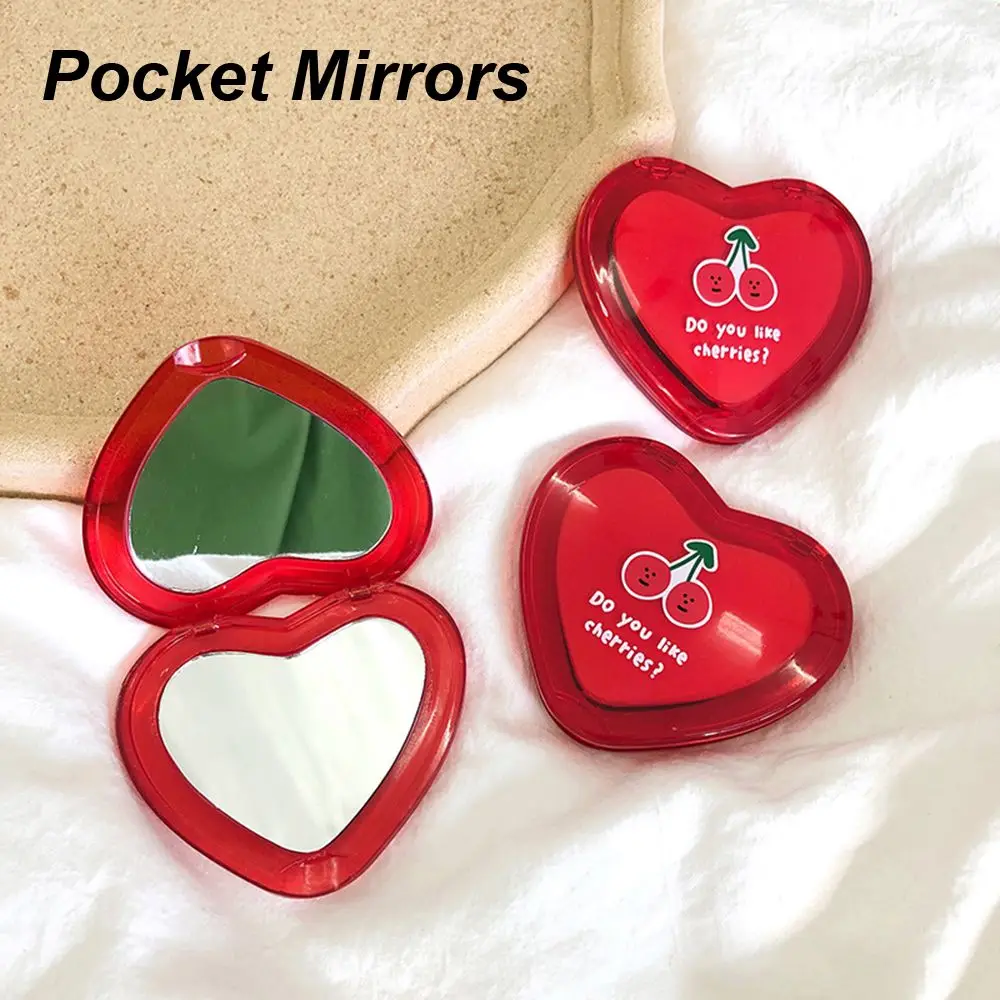 Folding Cherry Pattern Mini Women Gifts Double-sided Pocket Mirrors Cosmetic Mirrors Makeup Mirrors Mirrors