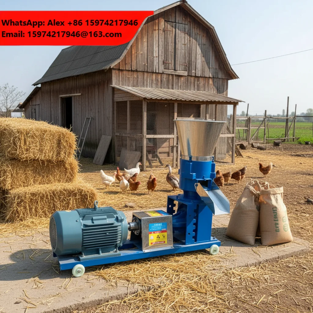New Animal Feed Pellet Machine 200kg/h Capacity 4-6mm Pellet Size Electric Engine For Family Farms Poultry Aquaculture