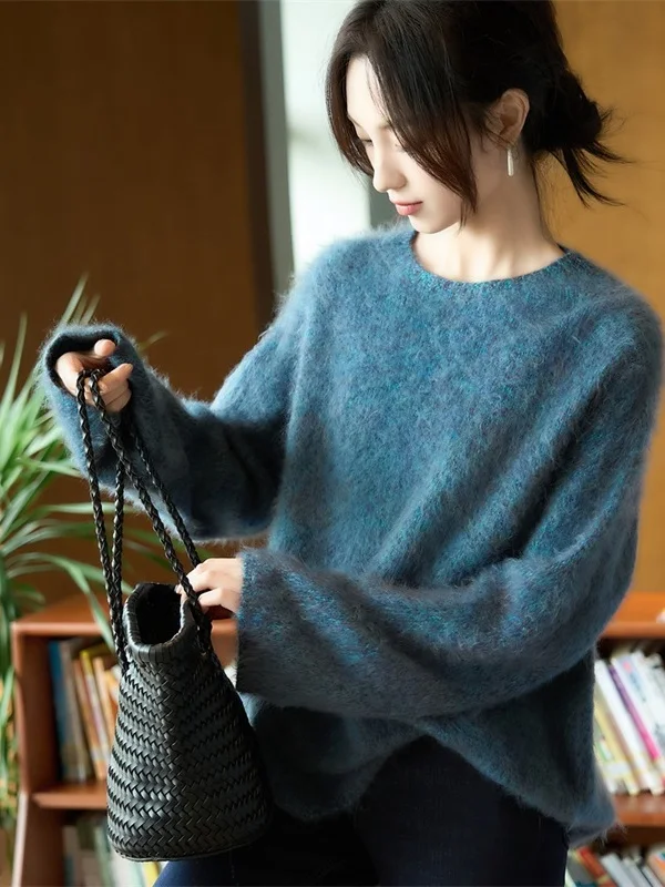 Winter Thickened Heavyweight Fleece Lined V Neck Women's Cashmere Sweater Woolen Knitted Base Layer Shirt Soft Comfortable Top