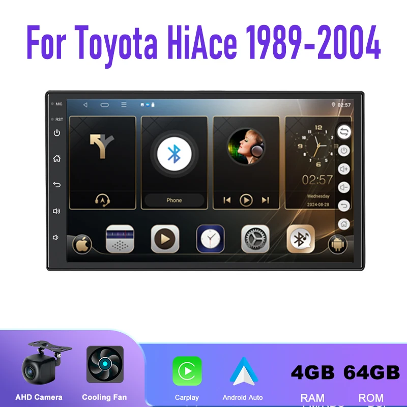 

GPS 7" For Toyota HiAce 1989-2004 Car Radio Wireless Apple Carplay Android 13 Auto Head Unit Stereo Navi 64GB Intelligent System