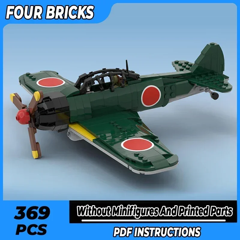 Moc Building Bricks Military Model A6M Zero World War II Fighter Technology Modular Blocks Gift Christmas Toys DIY Sets Assembly