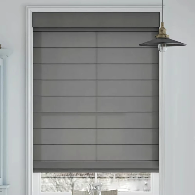 Smart Home Roman Blind Motor Automatic Fabric Plaid Custom Electric Blackout Roman Shades for Windows