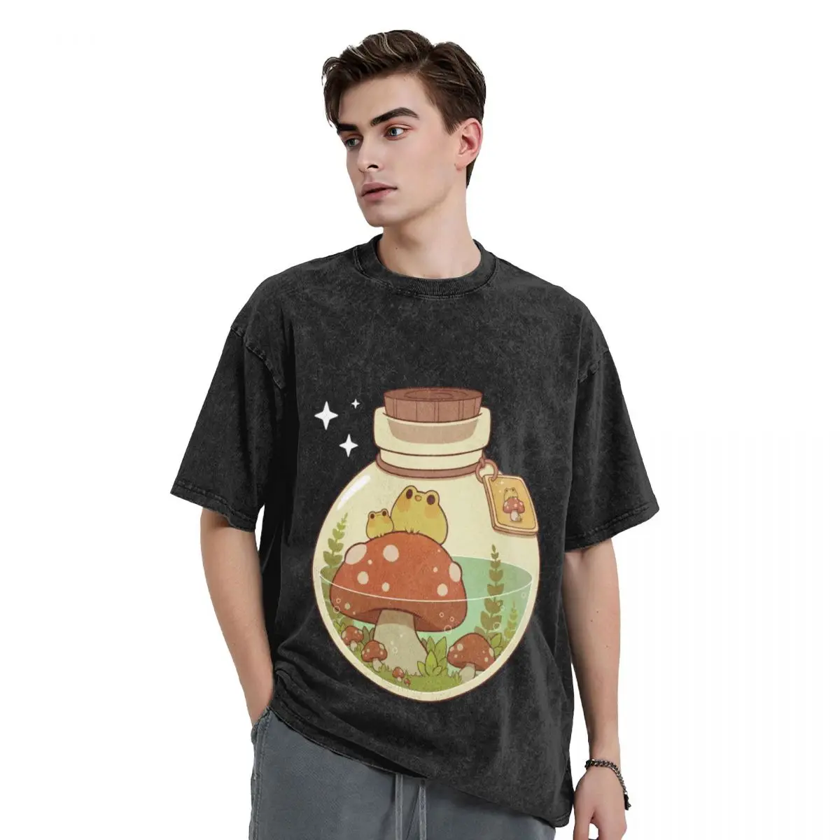 Frog and mushroom potion T-Shirt boys animal print shirts graphic tees Short sleeve tee clothes for men