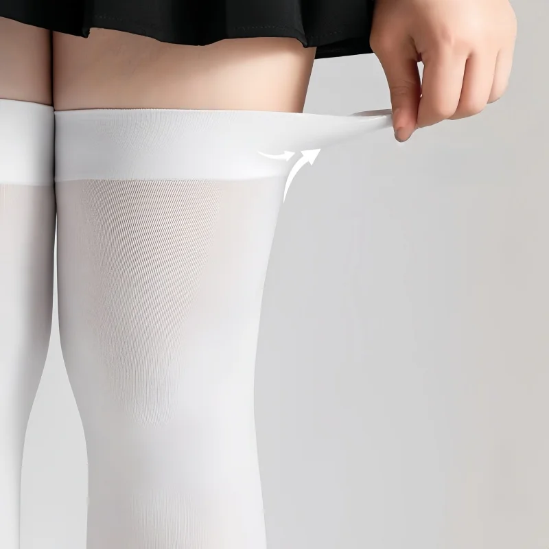 Sexy Einfarbige Lange Socken - Damen Overknee-Strümpfe Schwarz Weiß Warme Kniestrümpfe für Damen und Mädchen Lolita – Detail 15