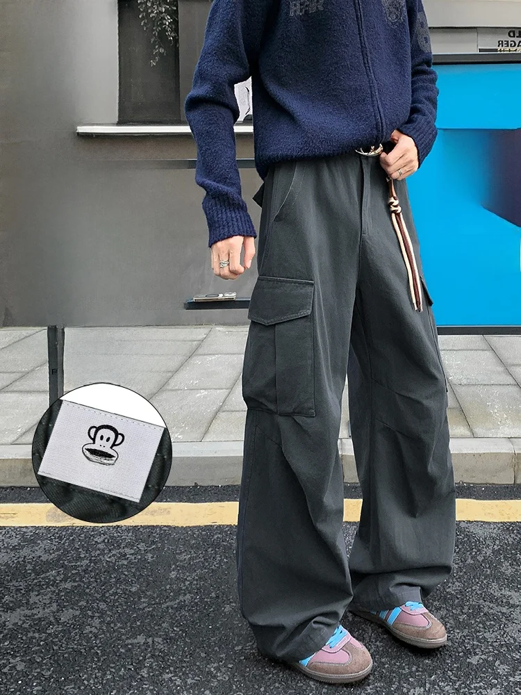 

PaulFrank American Sle Loose Wide Leg Workwear Pants Men's Spring 2026 Straight Cut Casual Trousers Pure Cotton Comfortable