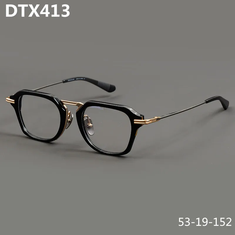 Japanese Handmade Pure Titanium Glasses Frame Brand DTX413 Big Face Square Full Frames Polygon Eyeglasses Myopia Optical Lens