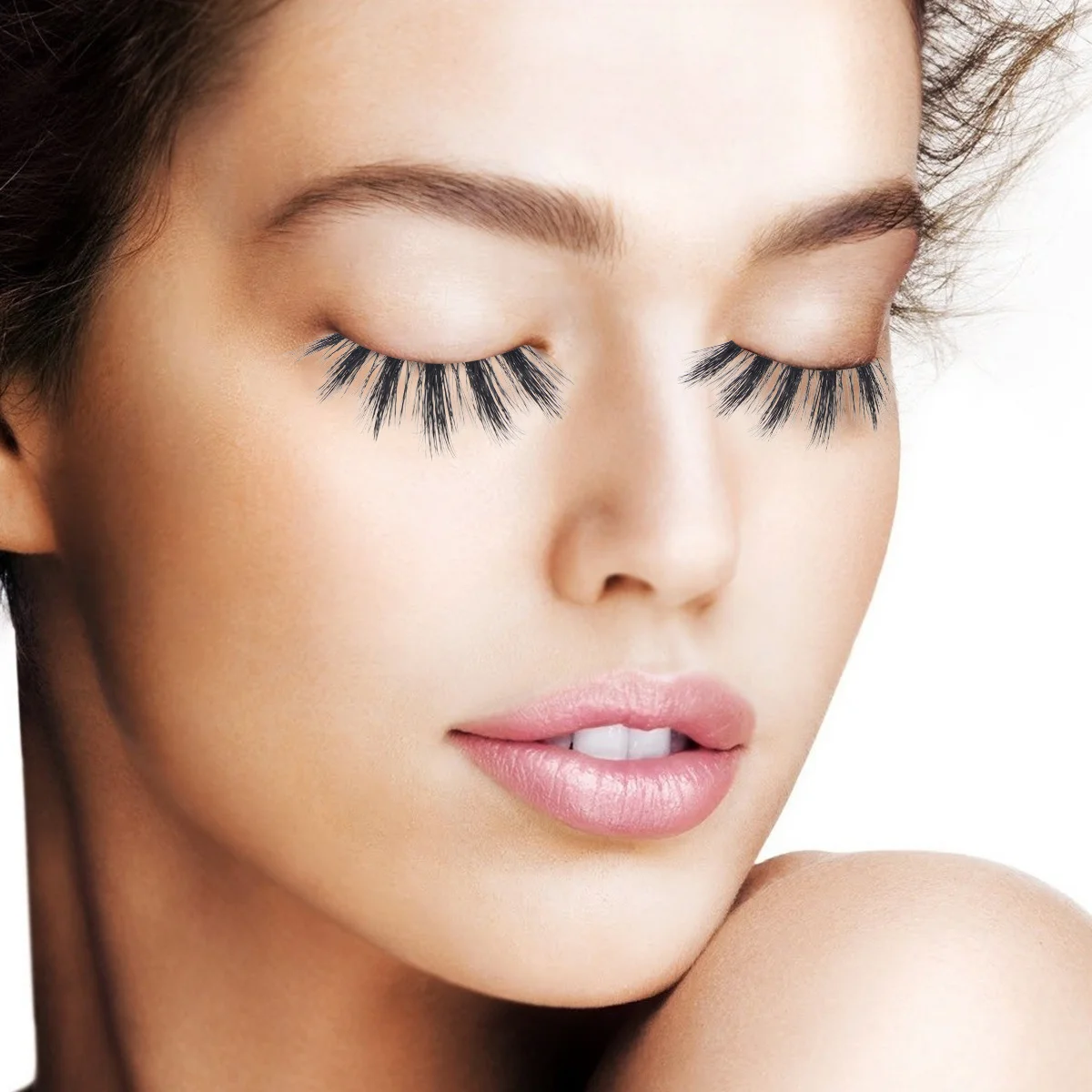 Faux-cils auto-adhésifs épais en Fiber 3D naturelle, longs et portables, pour fête, mariage, maquillage quotidien, 1 pièce