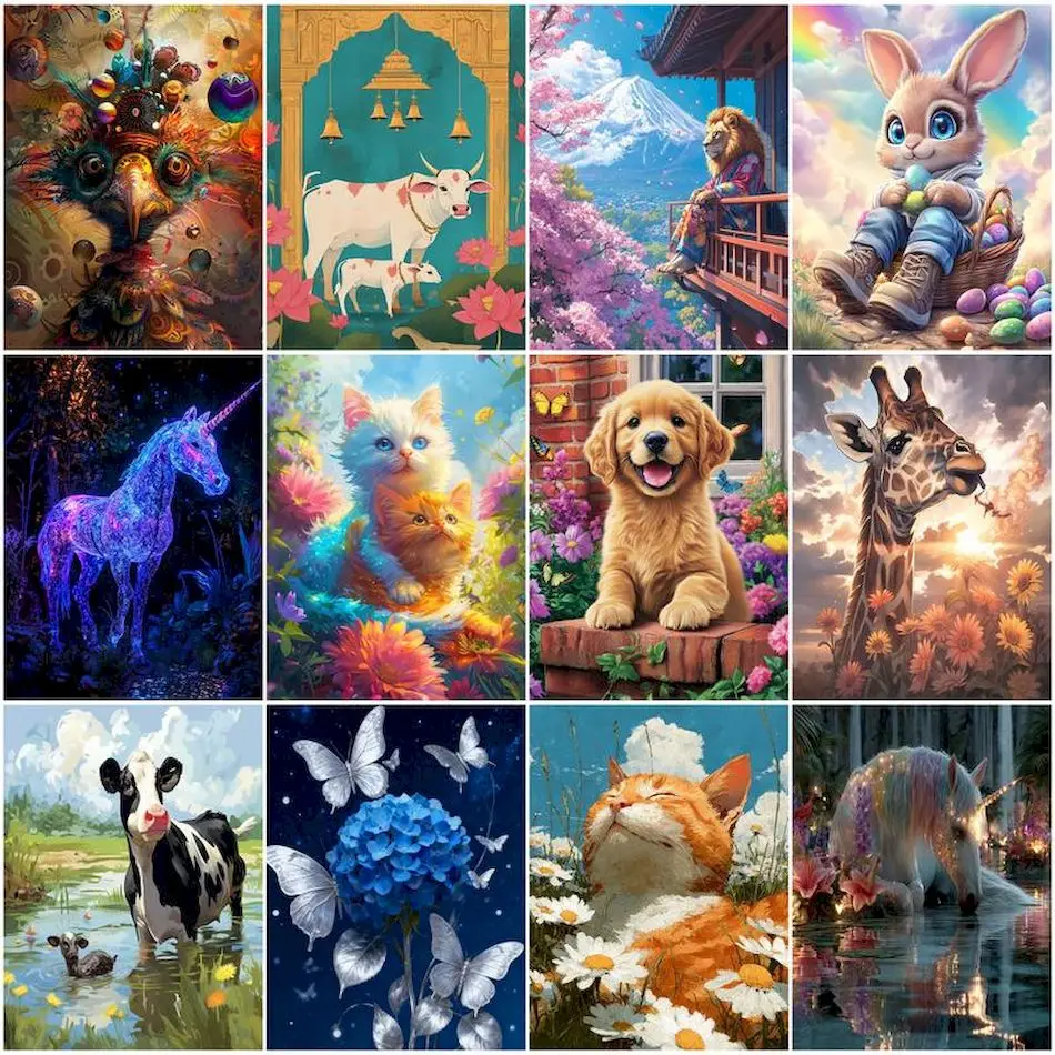 

RUOPOTY Painting By Numbers Modern Animals Acrylic Paints Color Markers Drawing Canvas Crafts Adult Coloring By Numbers Wall Art