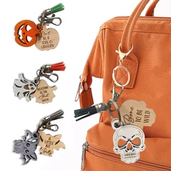 Quirky Skeleton Ghost Pumpkin Lanyard Keychain Pendant with Lanyard Bat Skull Bag Charm for Handbags Halloween Ornament Keychain
