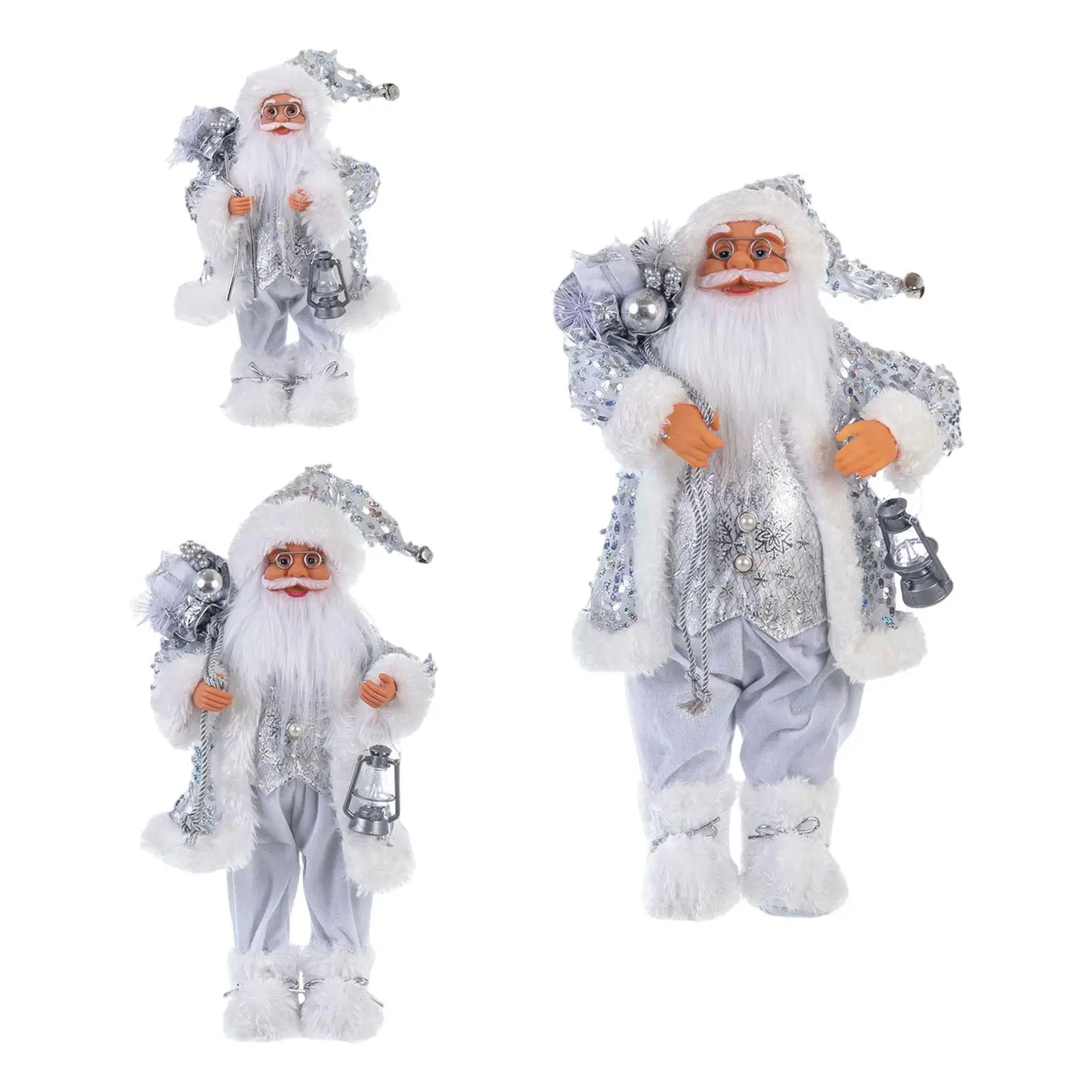 Santa Claus Figurine Shimmering Decoration Santa Claus Christmas Figurine for Window Display Table Desk Indoor Festival New Year