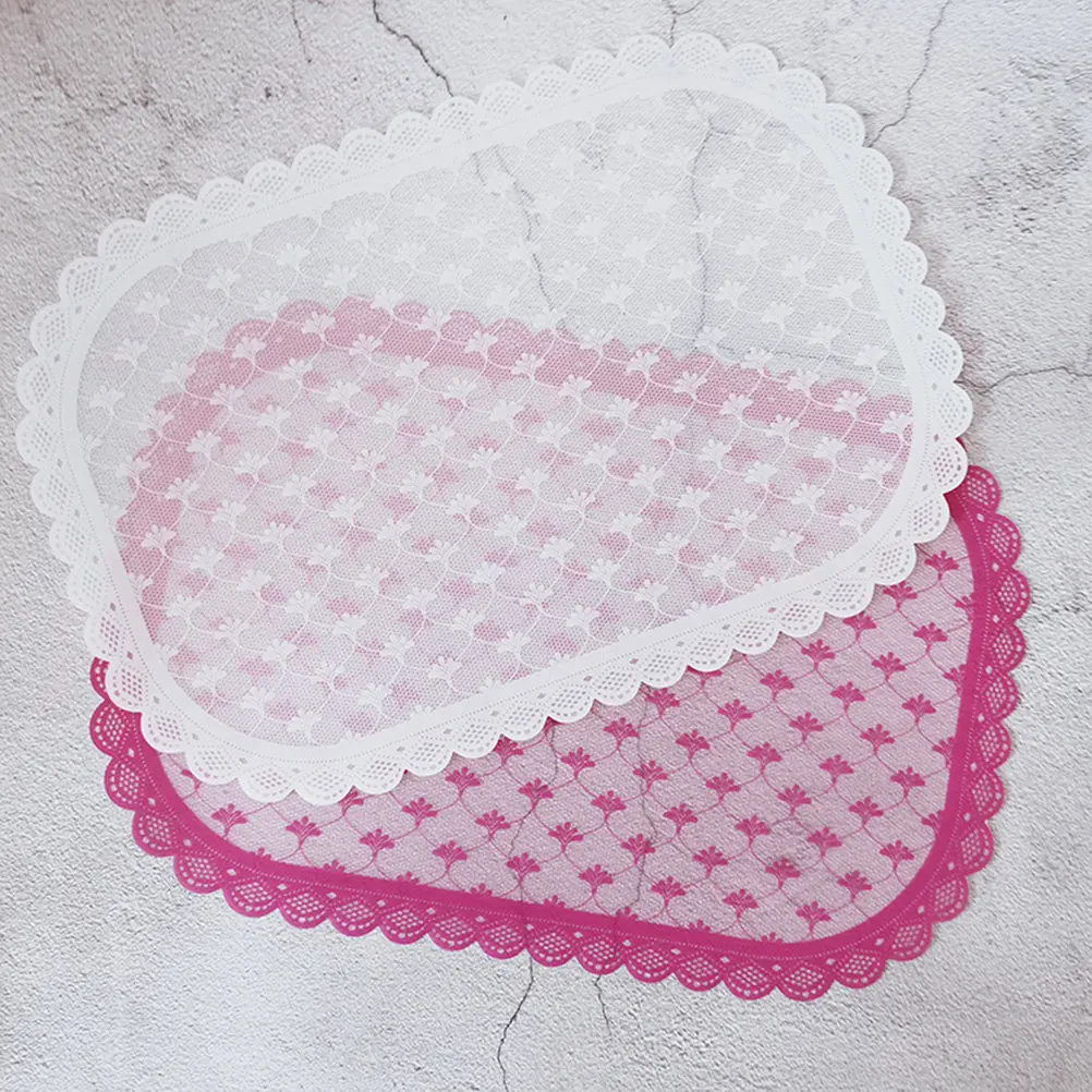 Lace Flower Printed Waterproof Table Mat PP Placemat for Home Restaurant Dinner Service Bowl Pot Plate Mat Elegant Easy Clean