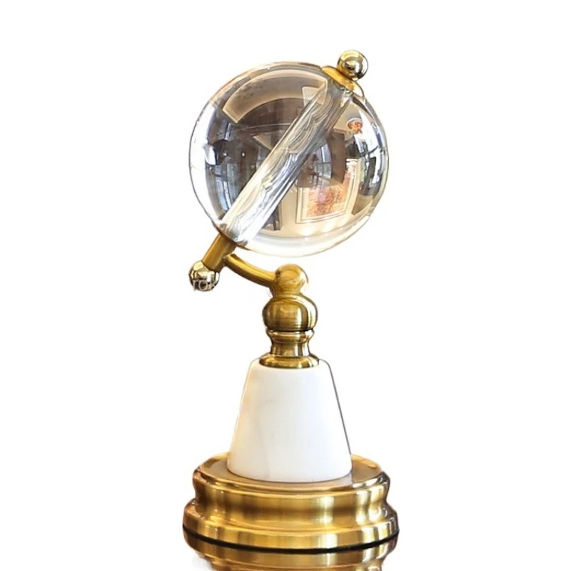 

Romantic crystal glass ball decoration clock marble handicraft globe study living room entrance TV cabinet