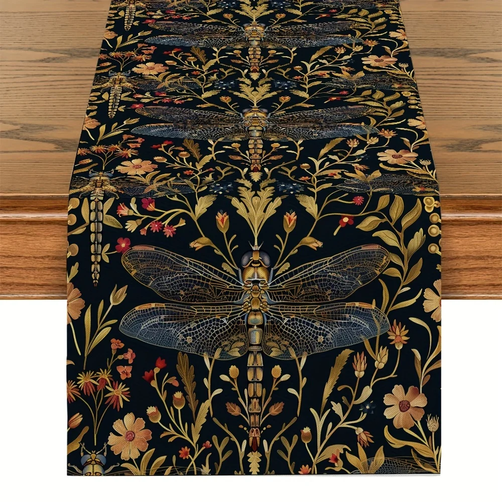 William Morris Tischläufer mit Libellen-Blumenmuster für Küche, Esszimmer, Party- und Schlafzimmerdekoration, elegantes Design, Tischläufer