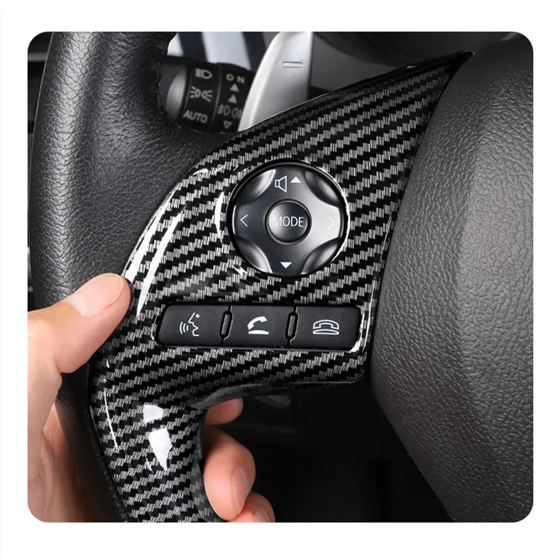 Carbon Fiber Printed Car Interior Styling Steering Wheel Panel Sticker Cover for Mitsubishi Outlander 2017 2018 2019 2020 2021