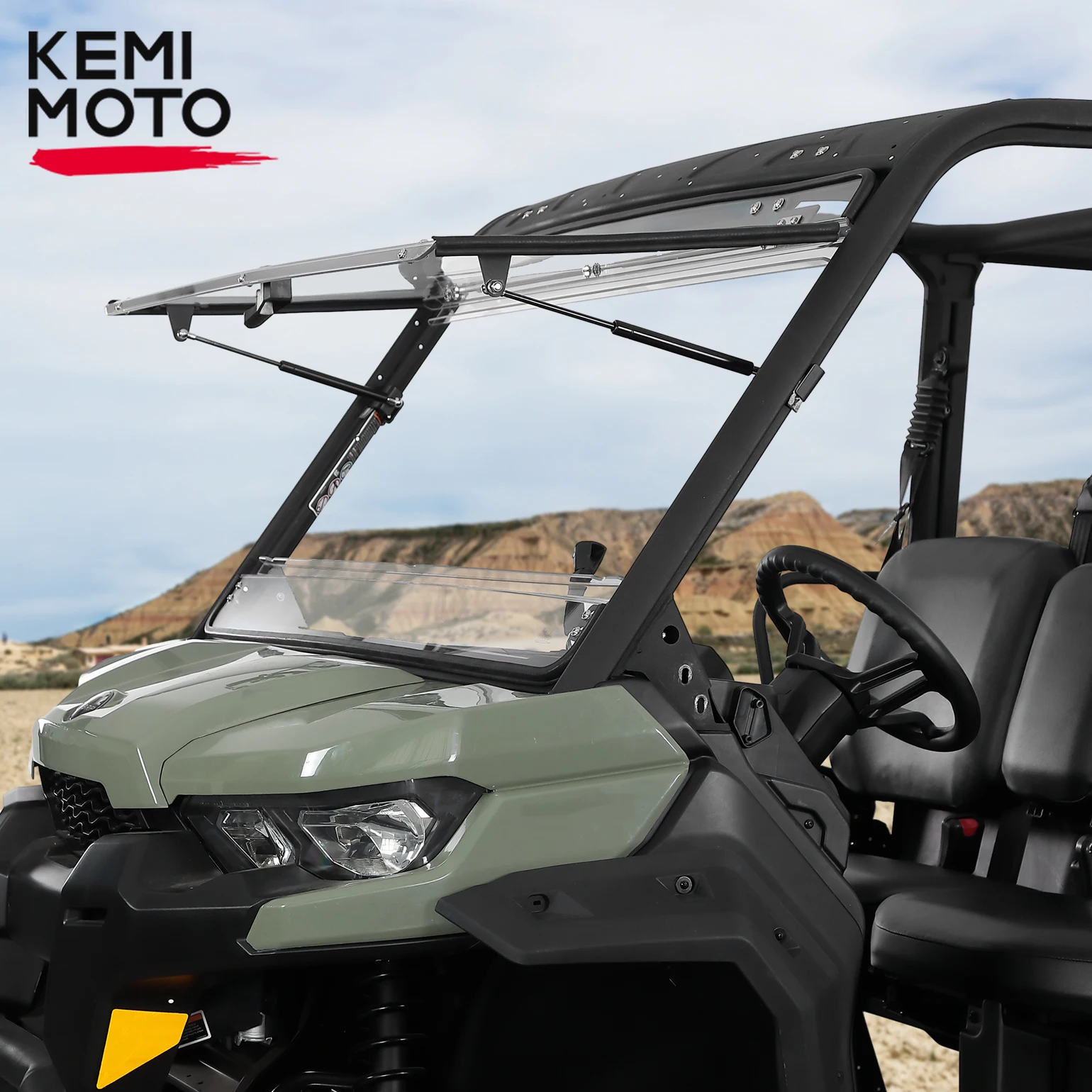 UTV Open Vented Closed 2-in-1 Flip Windshield Compatible with Can-am Defender HD 5/8/10 HD5 HD8 HD10 Max XT Cab 6x6