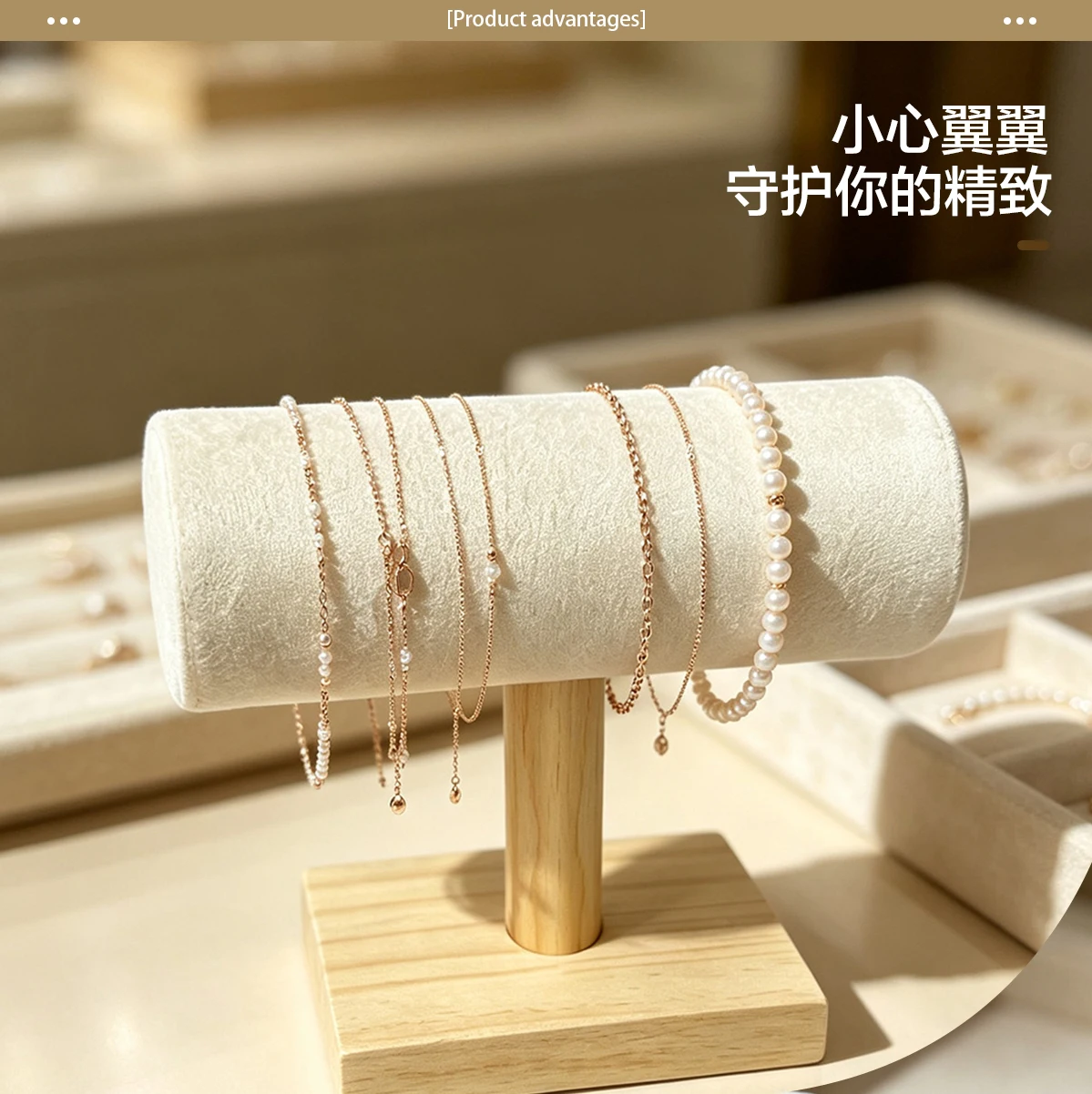 Schmuckständer aus Holz, Armbandhalter, Halsketten-Präsentationsständer, Schmuckaufbewahrung für Schlafzimmer, Kommode, Heimdekoration – Detail 2
