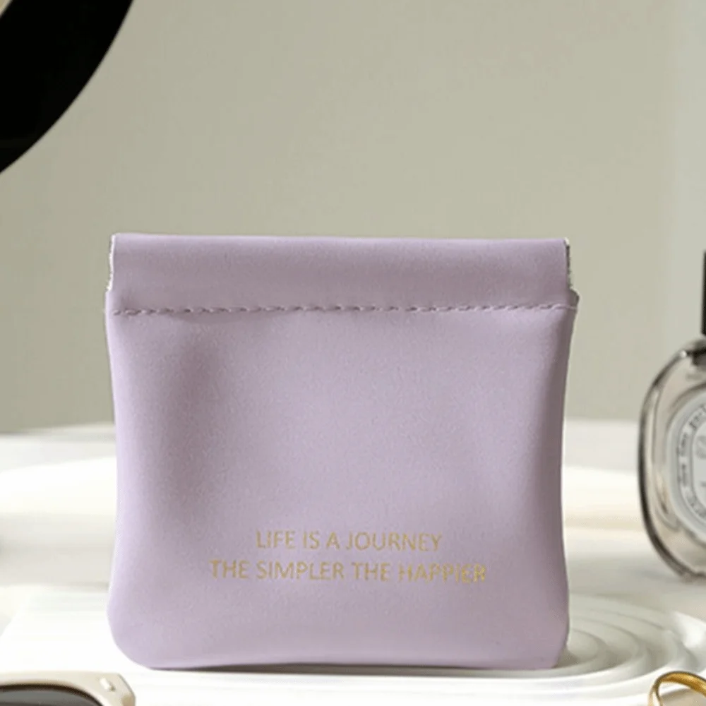 Bag Cream Color Self-closing Small Item Bag Women Change Storage Bag Leaf Spring Bag PU Coin Purse Lipstick Cosmetic Bag