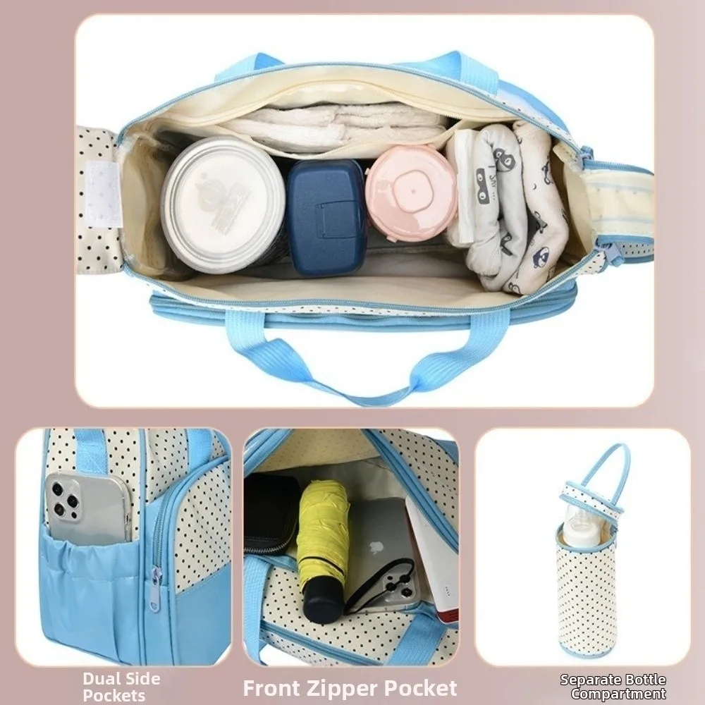 

5Pcs/Set Large Capacity Baby Bag for Mom Multifunctional Built-in Diaper Pad Newborn Accessories Bag Fashion Changing Pad