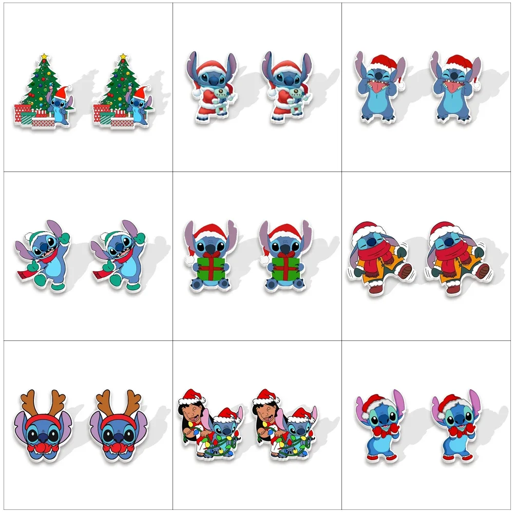 

Christmas Disney Stitch Epoxy Stud Earrings Handcraft Acrylic Stud Earrings for Women Gifts Children