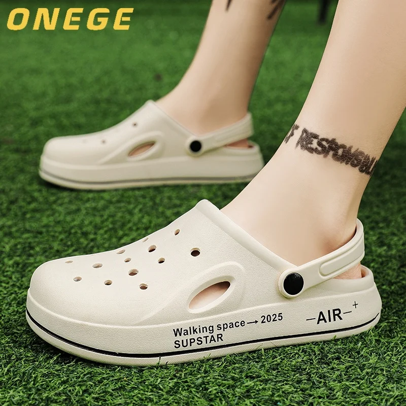 

A Pair of Summer Men's Wear-Resistant Non-Slip Clogs for Outer Wear New Thick-Soled Beach Shoes for Men Breathable and Comfortable Slippers