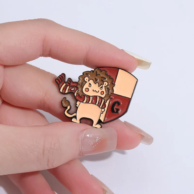 Cartoon Magic School Animal Enamel Pins Cute Eagle Snake Owl Badger Scarf Lapel Badges Wizard Movie Brooch Jewelry Gifts view 6