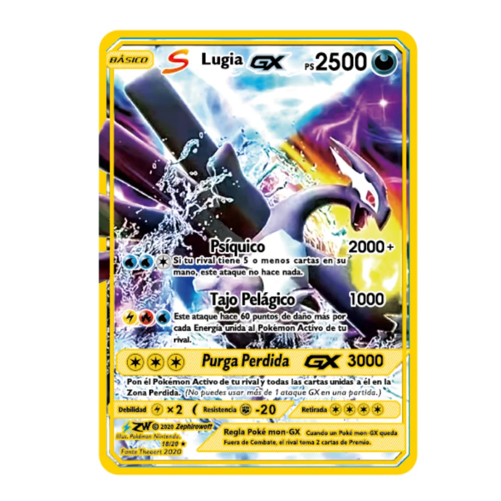 Hiszpańskie karty Pokémon metalowe litery Pokemon hiszpański Pokemon żelazne karty Mewtwo Pikachu Gx Charizard Vmax Cartas Pokémon Vmax