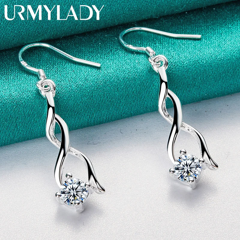 URMYLADY-Boucles d'oreilles géométriques en argent regardé 925 pour femmes, bijoux à breloques, fête de mariage, mode